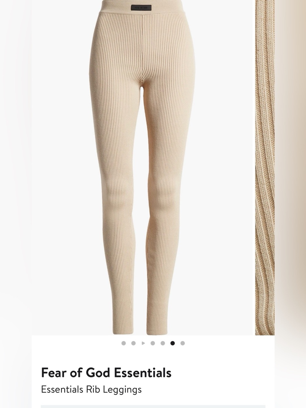 Essentials Fear of God Ribbed High-Rise Leggings in Beige - Picture 4 of 12
